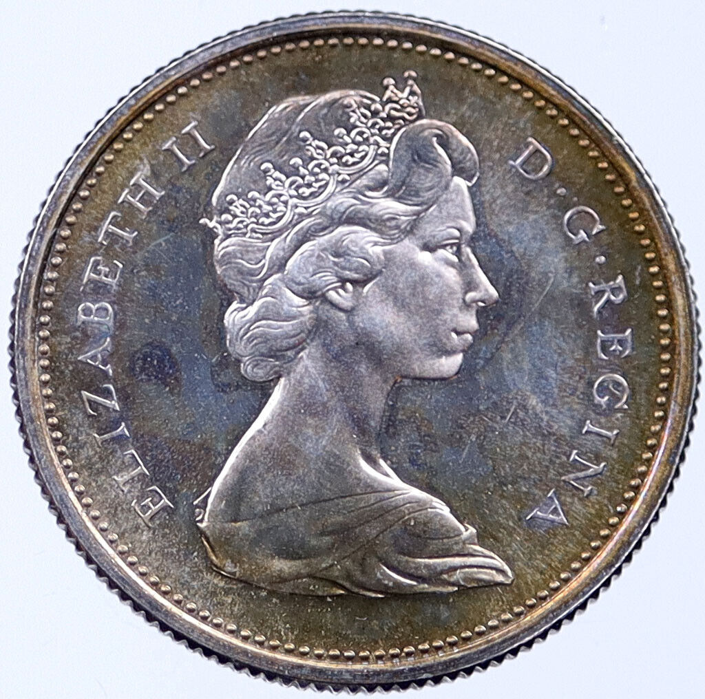 1965 CANADA under UK Queen ELIZABETH II Silver 25 Cent Coin CARIBOU i119034