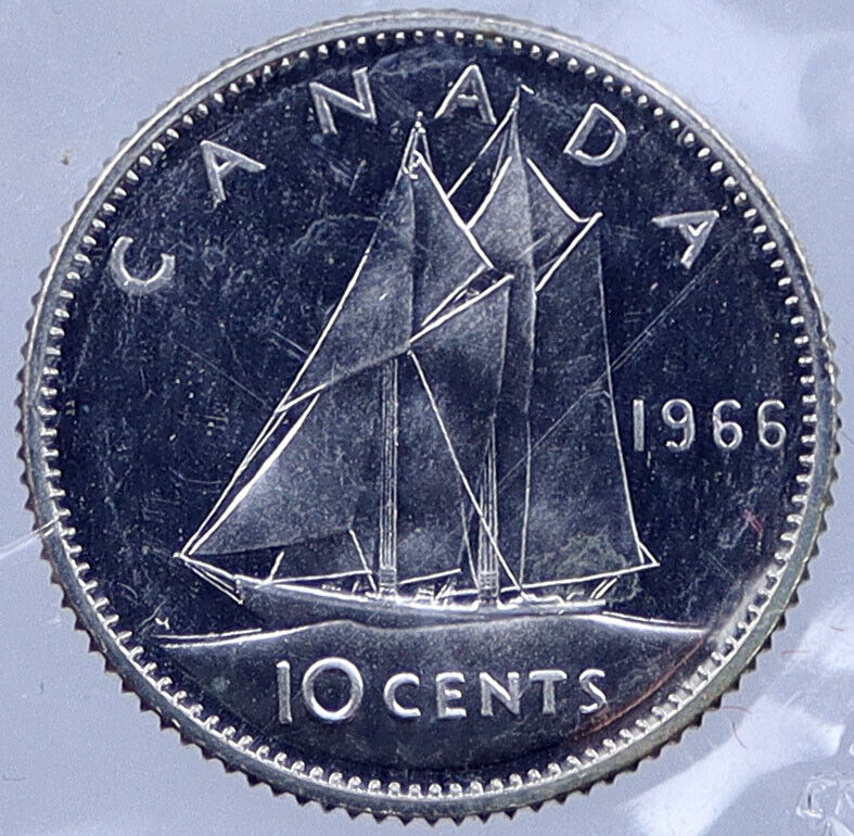 1966 CANADA Silver 10 Cents Canadian Coin under UK Queen ELIZABETH II i119036