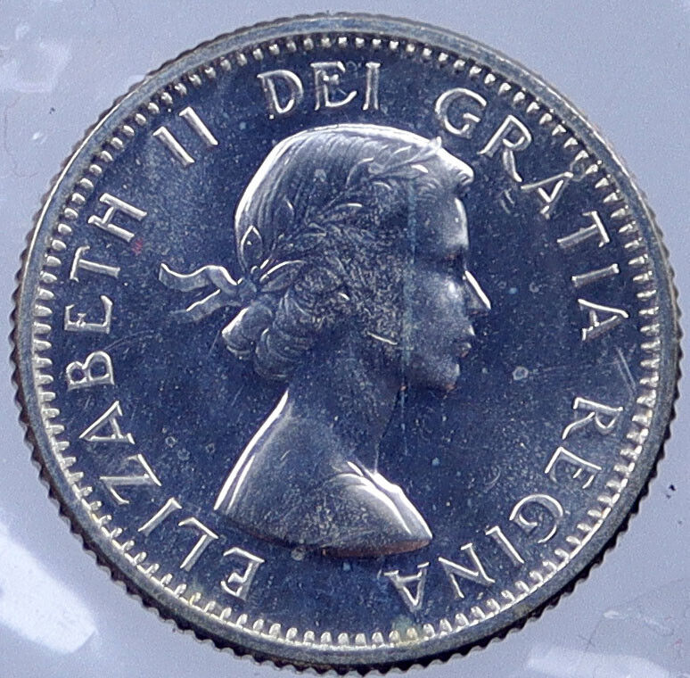 1964 CANADA Queen ELIZABETH II BLUENOSE SHIP Silver 10 Cents SILVER Coin i119031