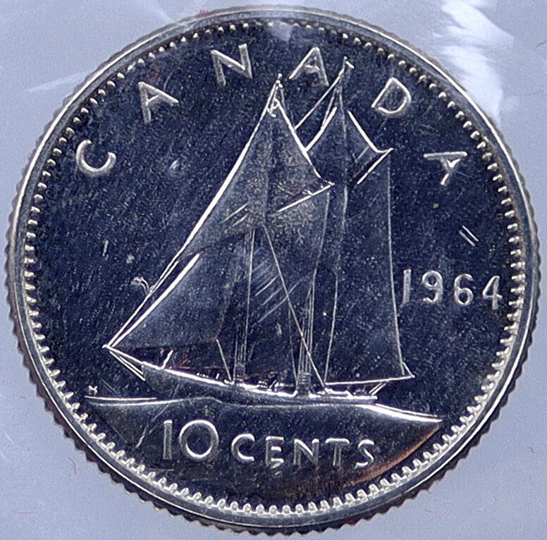 1964 CANADA Silver 10 Cents Canadian Coin under UK Queen ELIZABETH II i119043