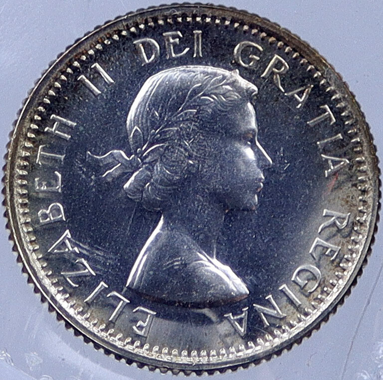 1964 CANADA Silver 10 Cents Canadian Coin under UK Queen ELIZABETH II i119048