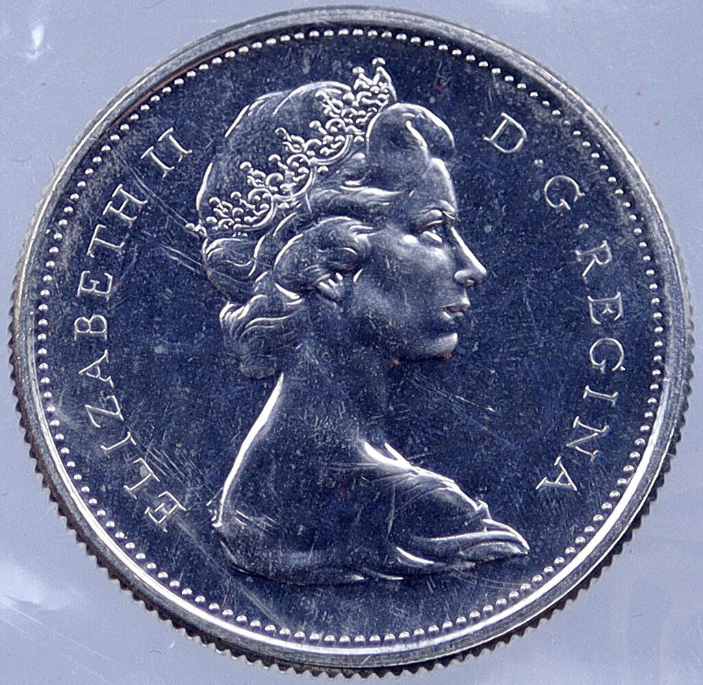 1966 CANADA Silver 25 Cents Canadian Coin UK Queen ELIZABETH II CARIBOU i119053