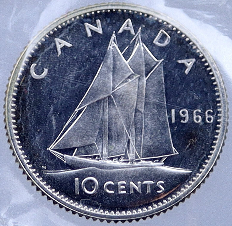 1966 CANADA Silver 10 Cents Canadian Coin under UK Queen ELIZABETH II i119047