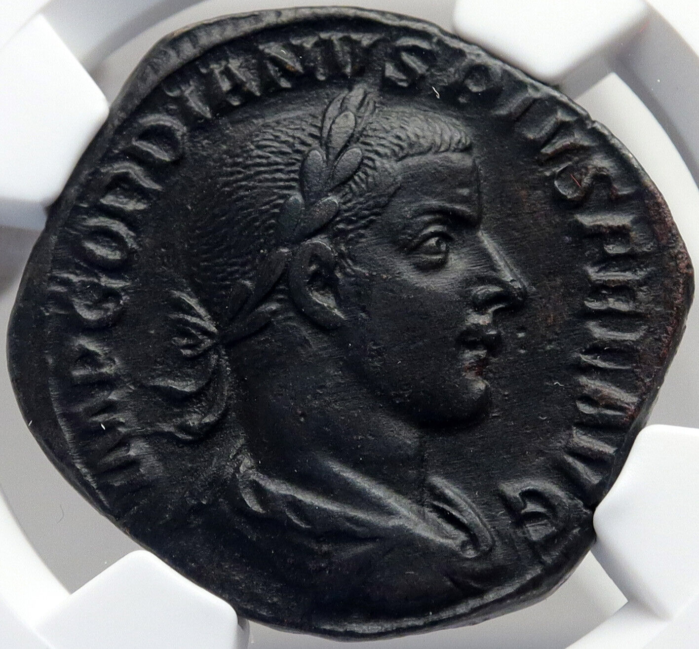 GORDIAN III Authentic Ancient 243AD SESTERTIUS Roman Coin FORTUNA NGC i82694