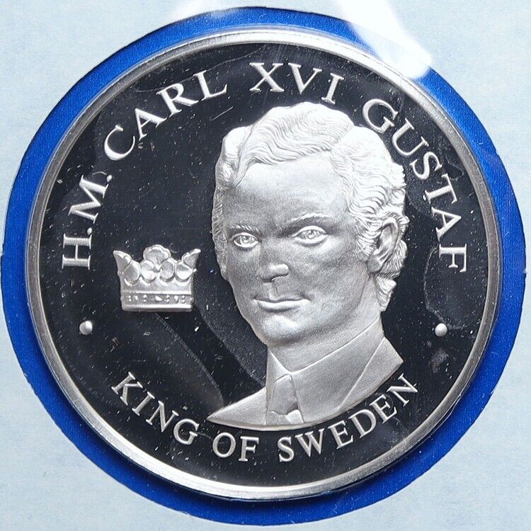 1976 US BICENTENNIAL VISIT Sweden KING CARL XVI GUSTF Proof Silver Medal i114188