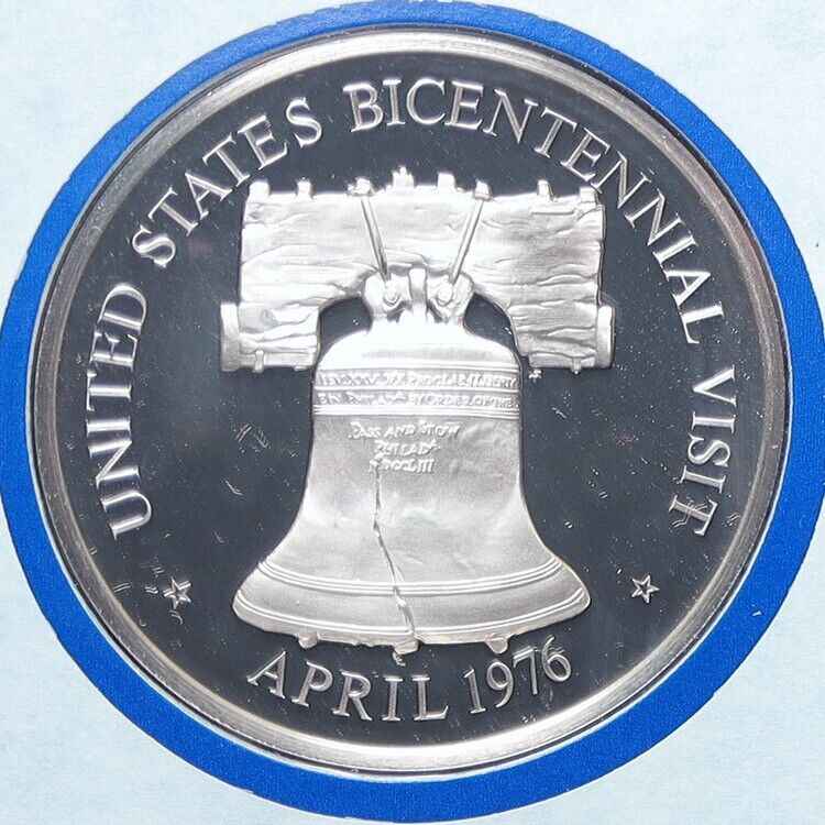 1976 US BICENTENNIAL VISIT Sweden KING CARL XVI GUSTF Proof Silver Medal i114188