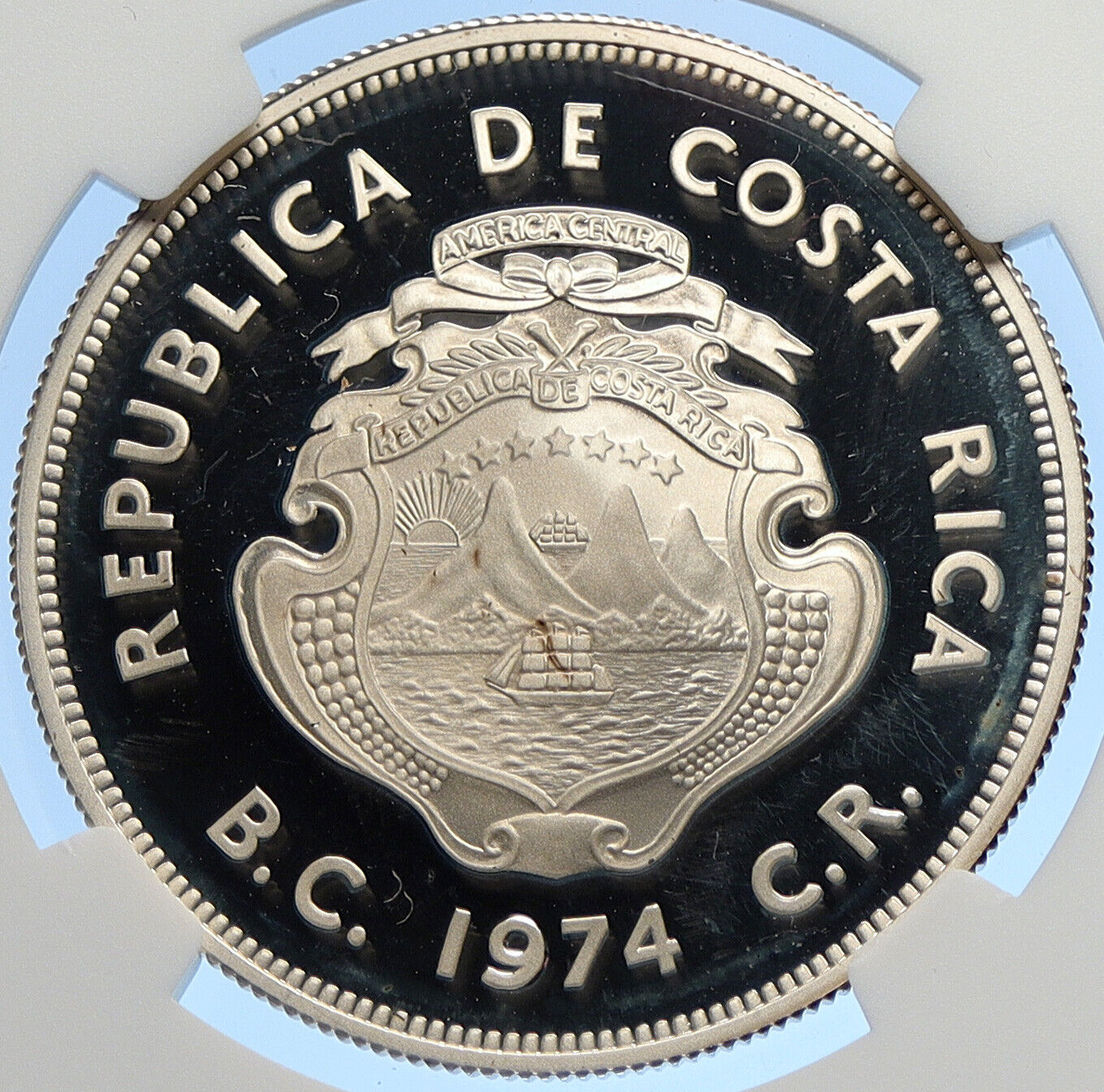 1974 COSTA RICA Conservation Sea Turtle OLD Silver 50 Colones NGC Coin i106285