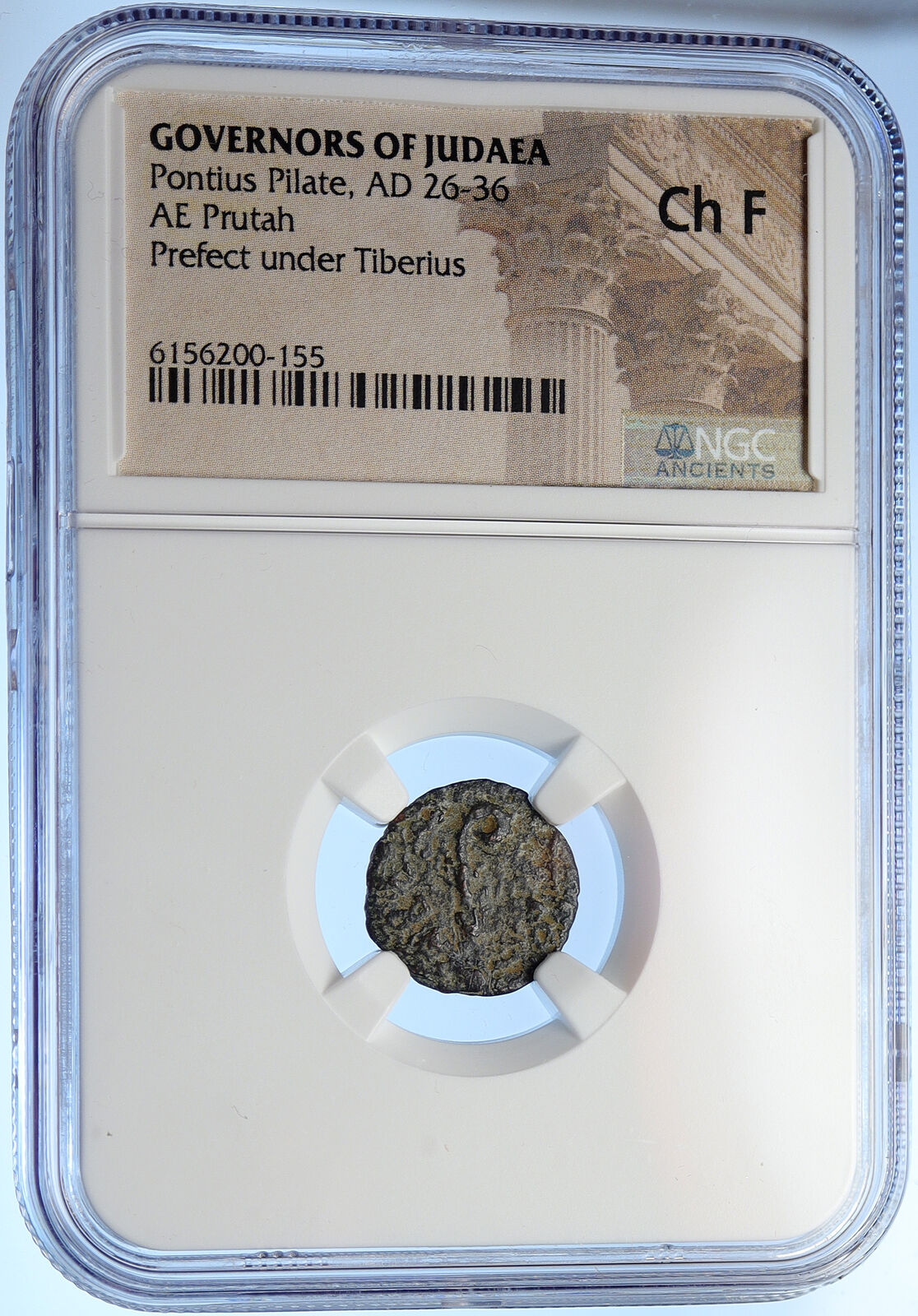 PONTIUS PILATE Tiberius Jerusalem JESUS CHRIST TRIAL Old Roman Coin NGC i106170