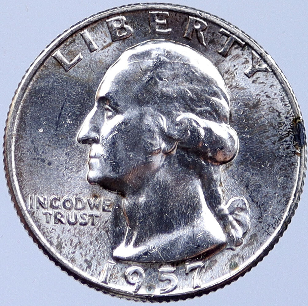 1957 P UNITED STATES USA President Washington OLD Silver Quarter Coin i119169