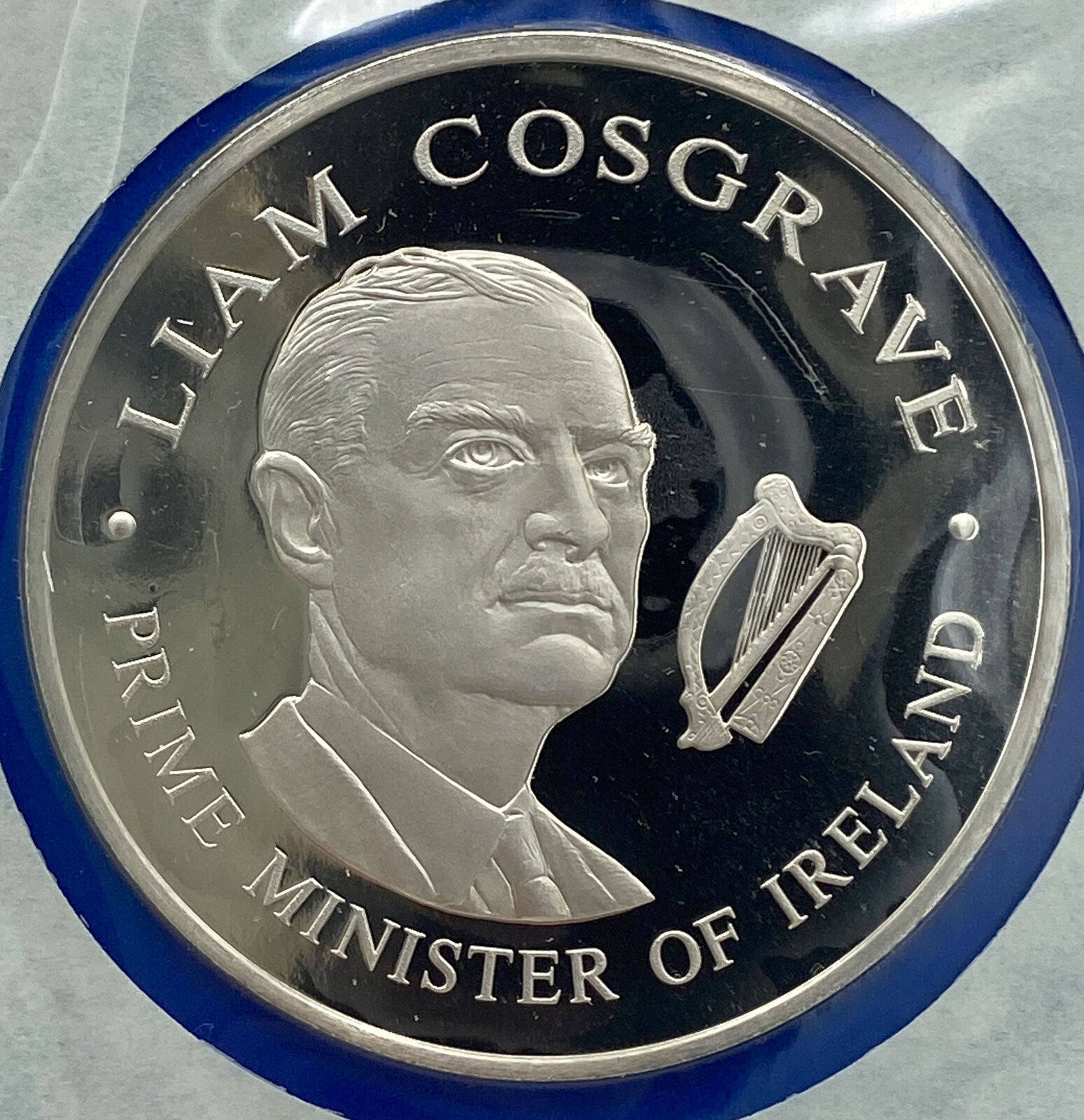 1976 US BICENTENNIAL VISIT Ireland PM LIAM COSGRAVE Proof Silver Medal i114191