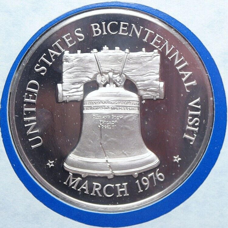 1976 US BICENTENNIAL VISIT Ireland PM LIAM COSGRAVE Proof Silver Medal i114191