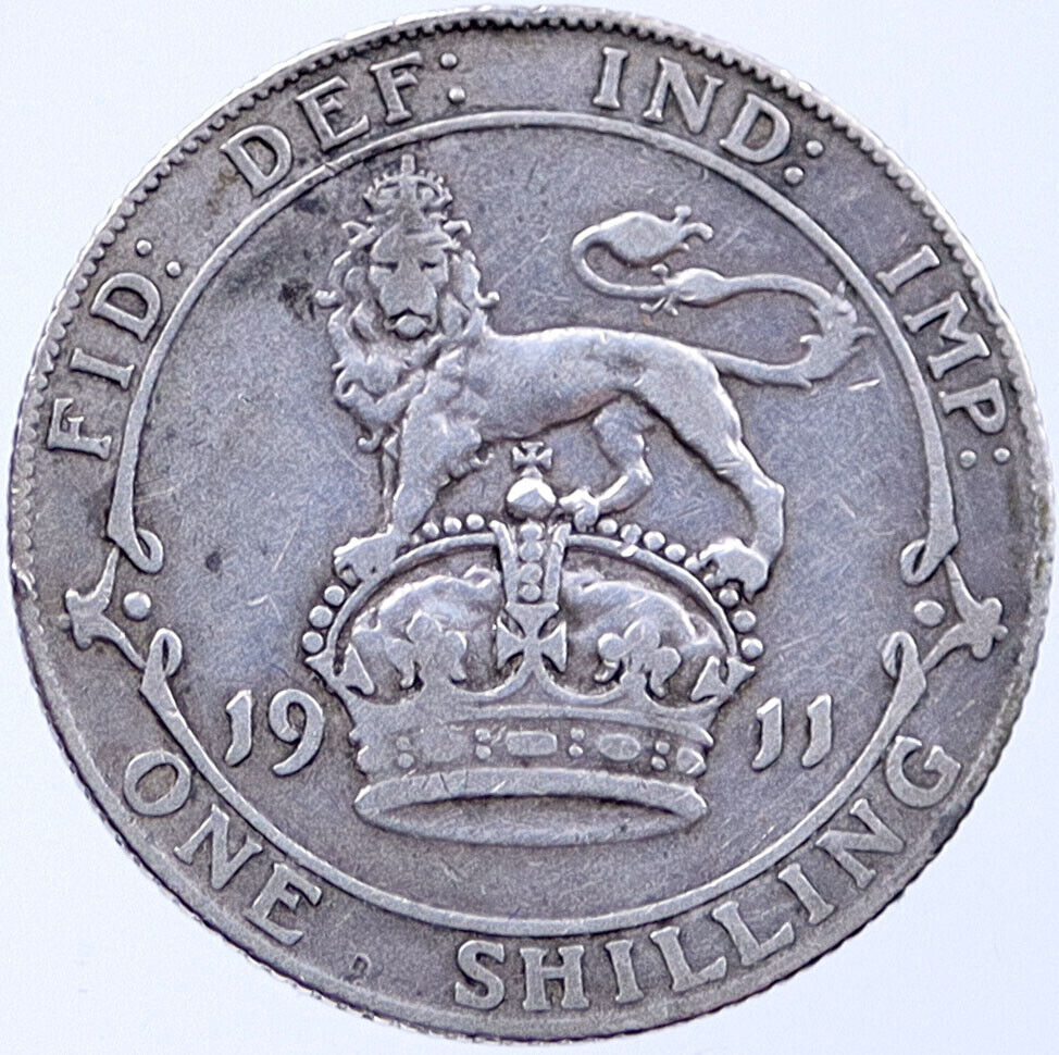 1911 Great Britain UK United Kingdom SILVER SHILLING Coin King George V i119191