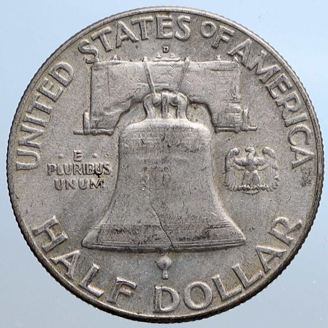 1948 D US Benjamin Franklin LIBERTY BELL Vintage Silver Half Dollar Coin i115171