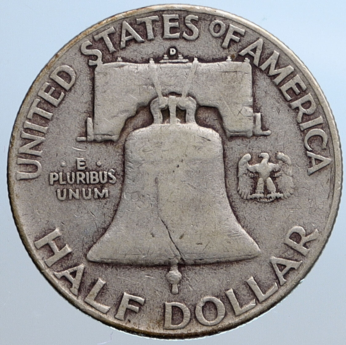 1951 D US Benjamin Franklin LIBERTY BELL Vintage Silver Half Dollar Coin i115178