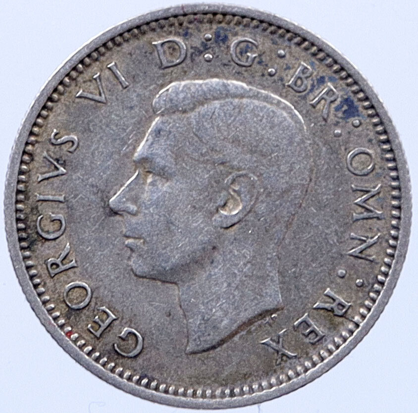 1942 Great Britain Silver SIXPENCE UK United Kingdom KING GEORGE VI Coin i119284