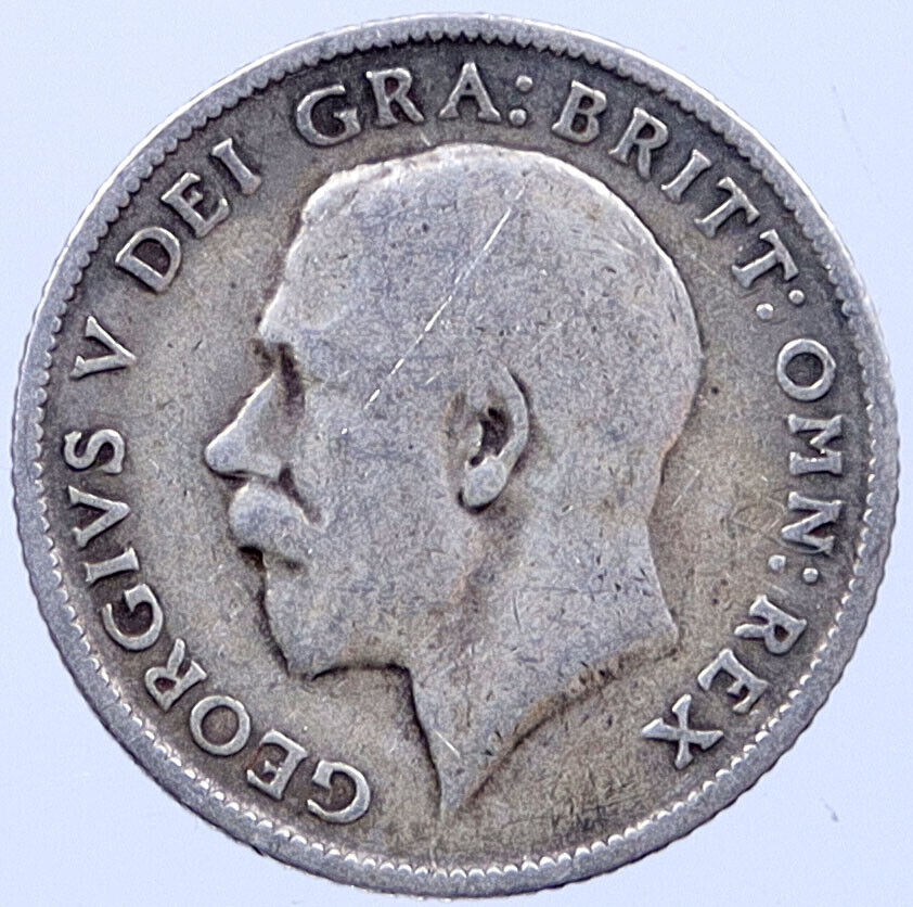 1914 GREAT BRITAIN SILVER Sixpence UK United Kingdom King George V Coin i119285