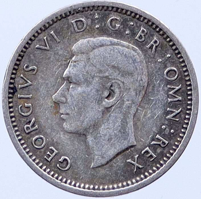 1937 UK Great Britain United Kingdom GEORGE VI Threepence Silver Coin i119302