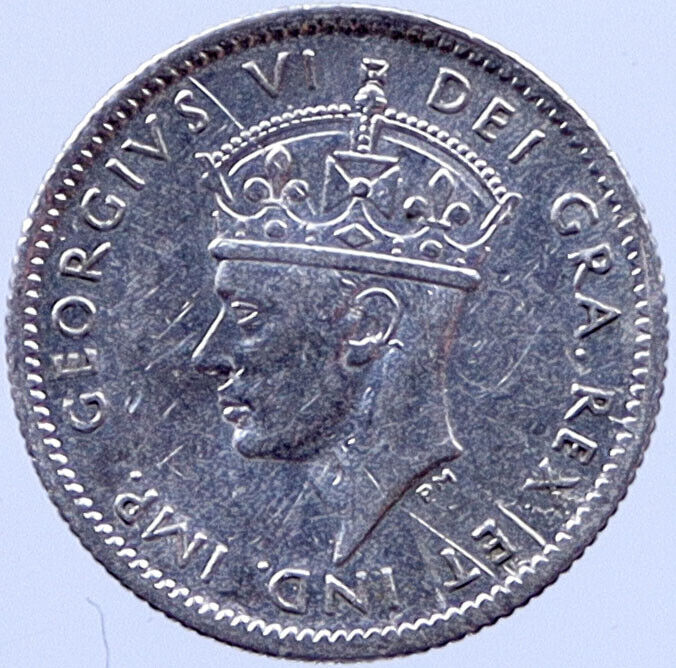 1943 NEWFOUNDLAND Canada Silver 5 Cents Great Britain King George VI Coin i11930