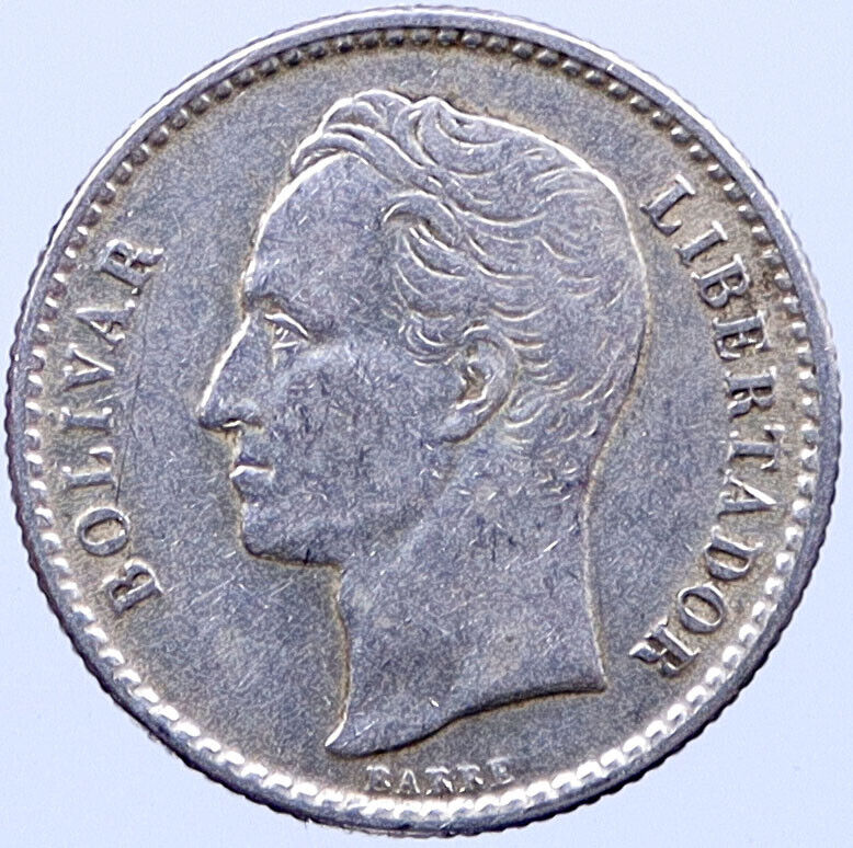 1954 VENEZUELA Silver 50 Centavos HERO SIMON BOLIVAR President Coin i119303