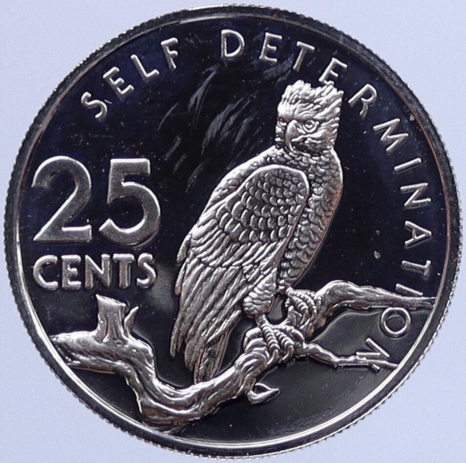 1976 GUYANA Proof 25 Cents Coin HARPY EAGLE Bird South American Coin i119316