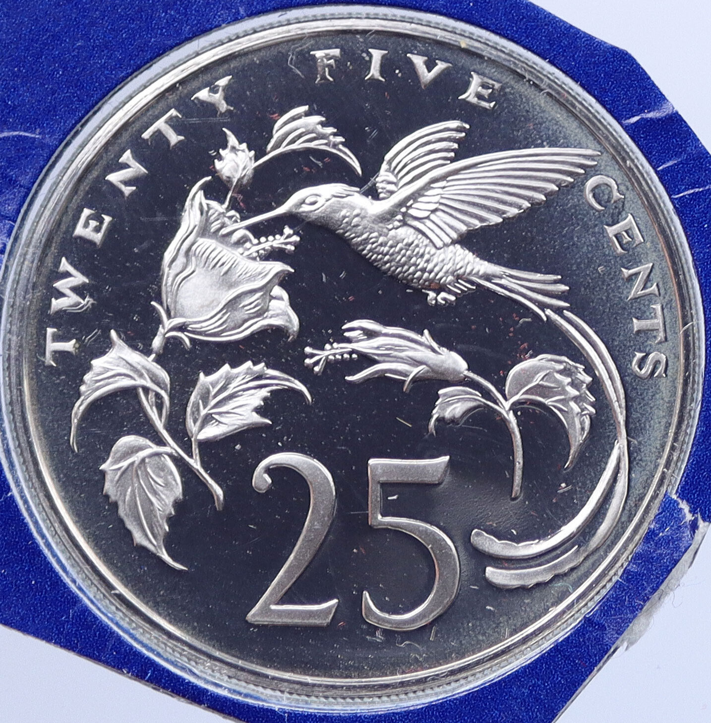 1978 JAMAICA Proof 25 Cents Streamer Tailed Hummingbird OLD VINTAGE Coin i119318