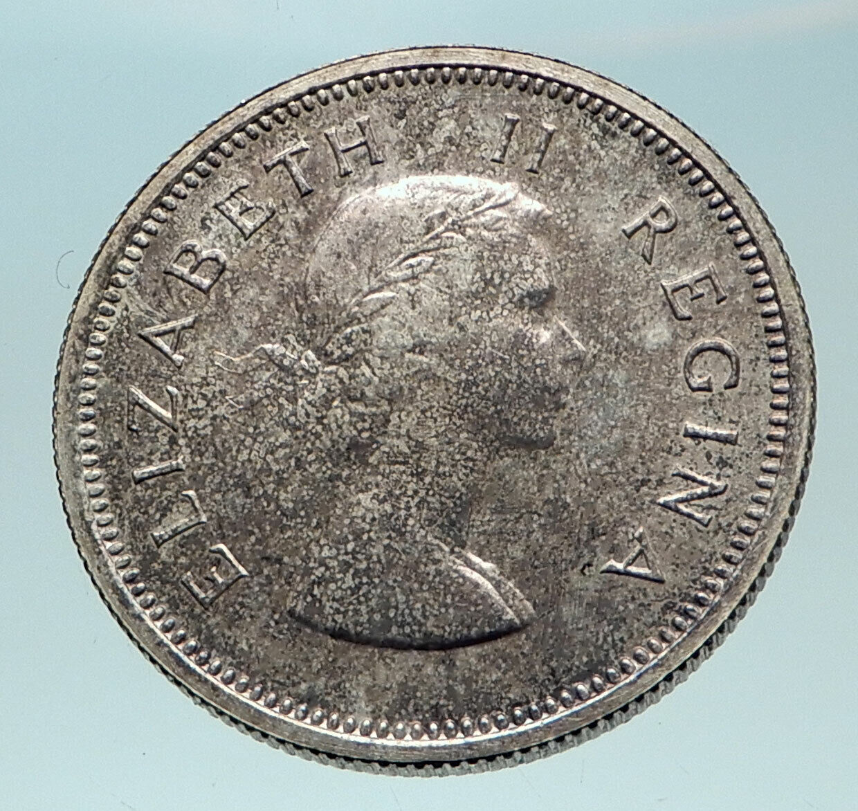 1954 SOUTH AFRICA Queen Elizabeth II Genuine Silver Shilling Coin i82673