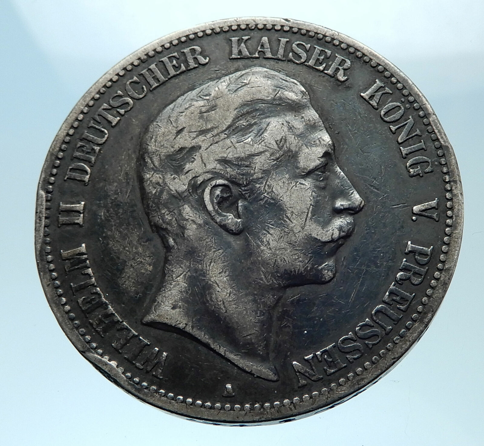 1898 GERMANY GERMAN STATES PRUSSIA WILHELM II Genuine Silver 5 Mark Coin i77951