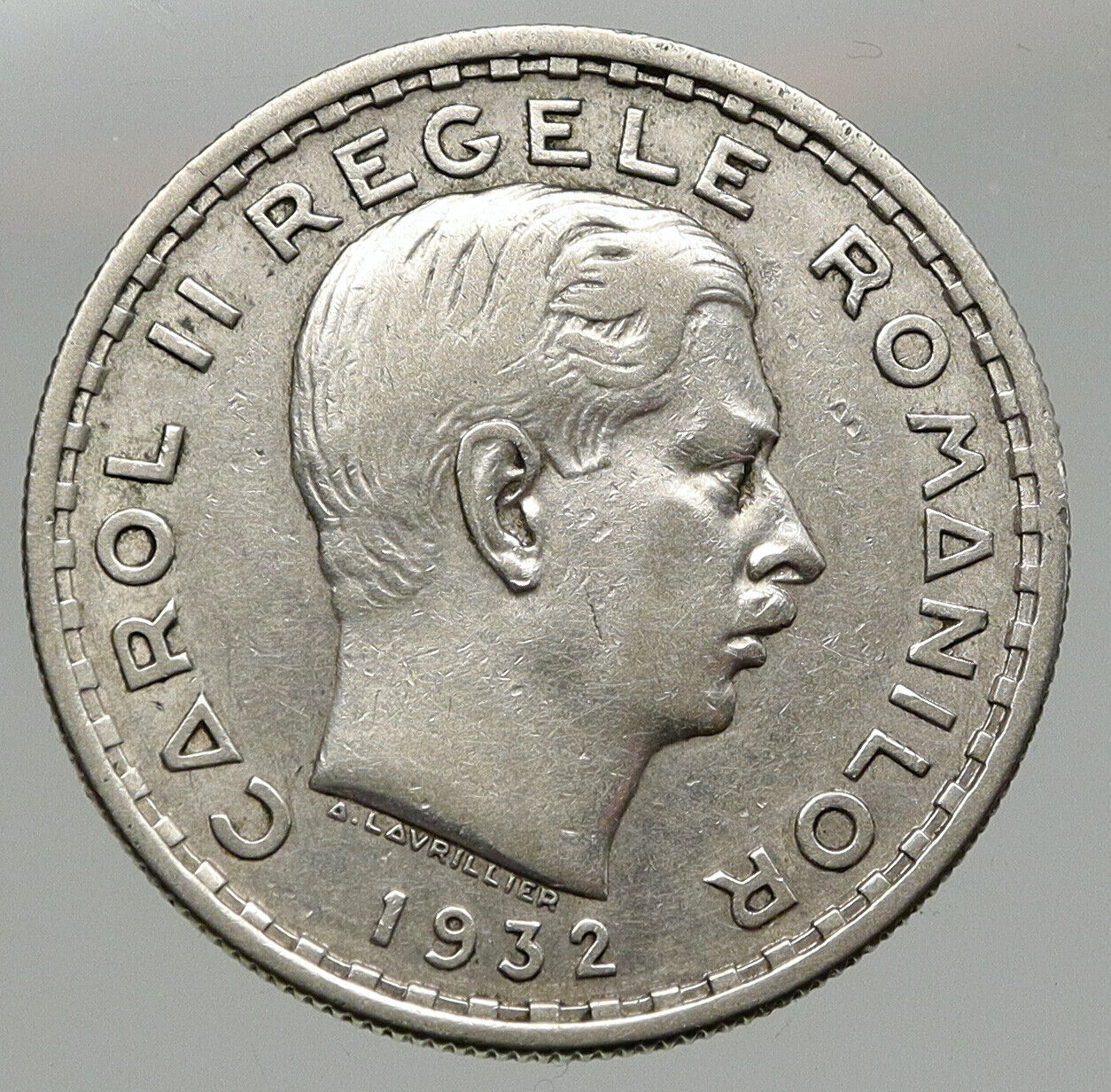 1932 ROMANIA King Carol II Eagle VINTAGE Old Silver 100 Lei Romanian Coin i93372