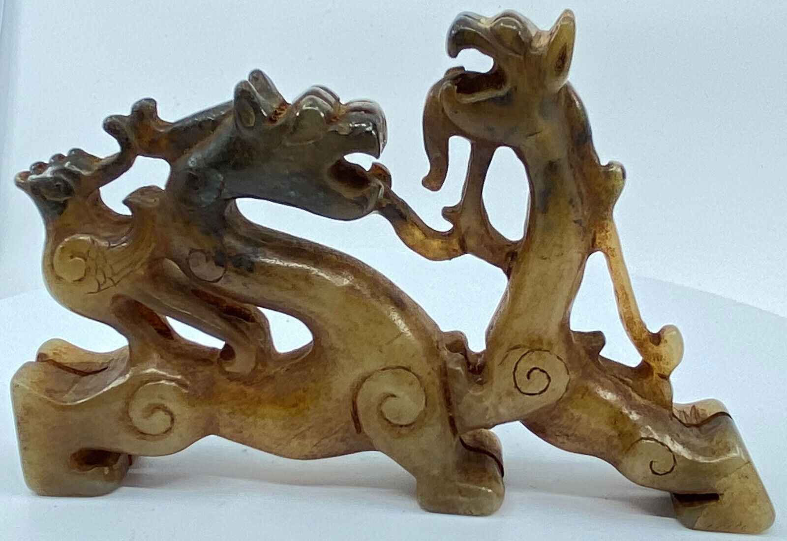 Ancient China Chinese JADE Dragons PHOENlX BIRD Han Artifact 206BC-220AD i119465