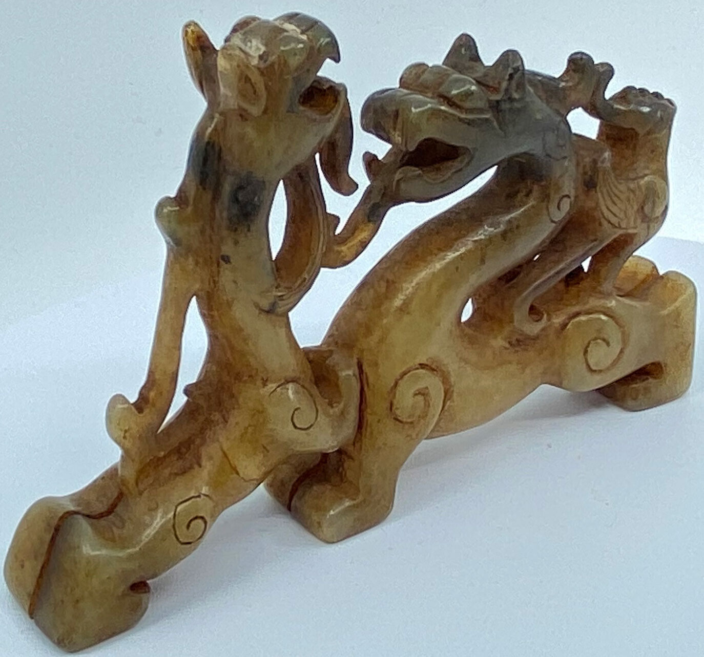 Ancient China Chinese JADE Dragons PHOENlX BIRD Han Artifact 206BC-220AD i119465