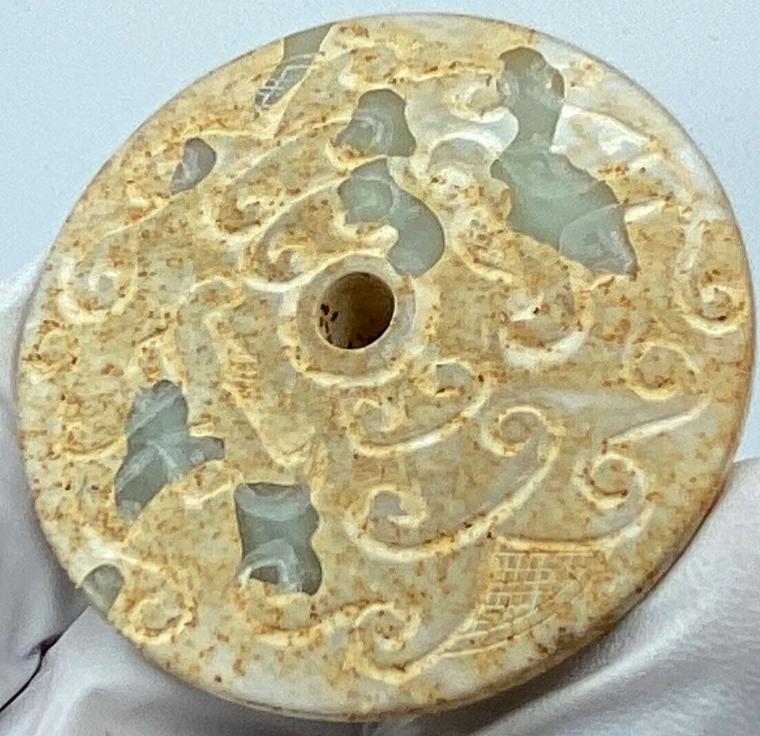 Ancient China Chinese JADE Round Amulet HAN Dynasty Artifact 206BC-220AD i119464