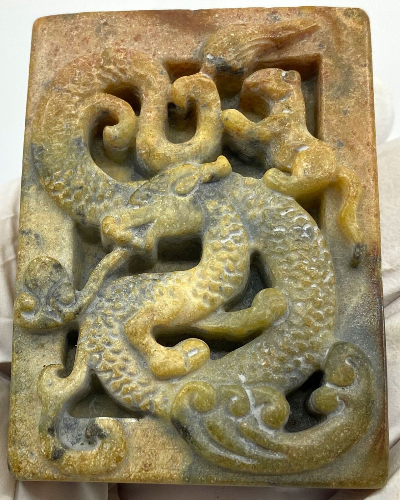 Ancient China Chinese JADE DRAGON AMULET HAN Artifact 206BC-220AD i119439