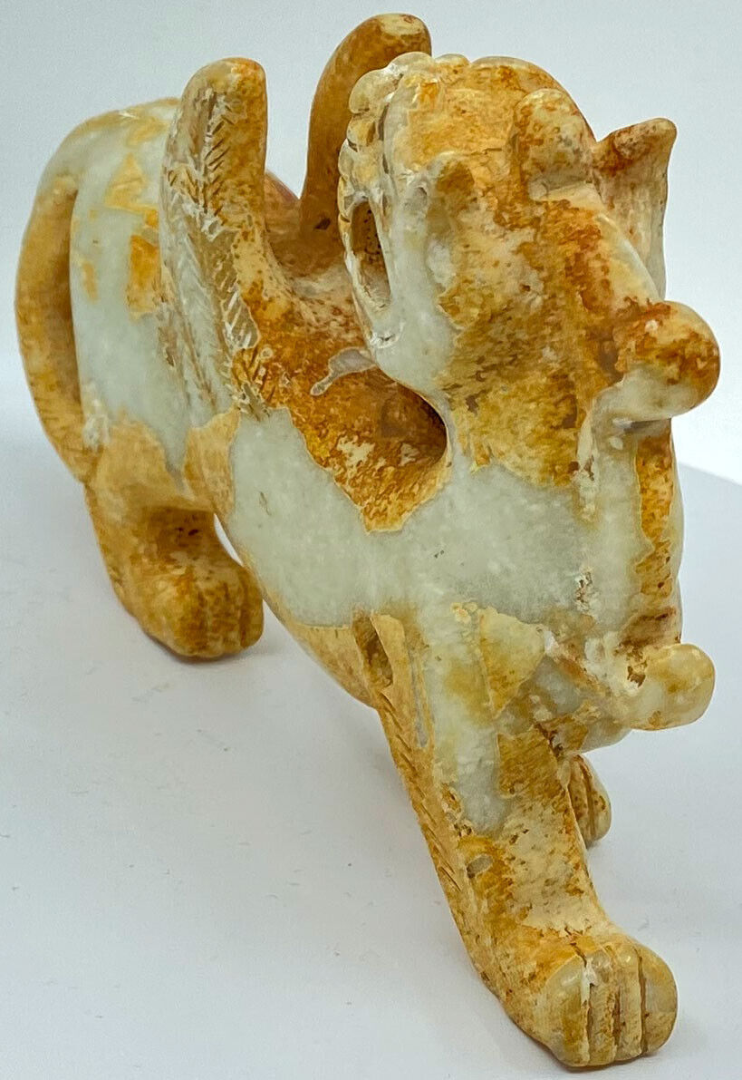 Ancient China Chinese JADE Winged Dragon Animal Han Artifact 206BC-220AD i119446