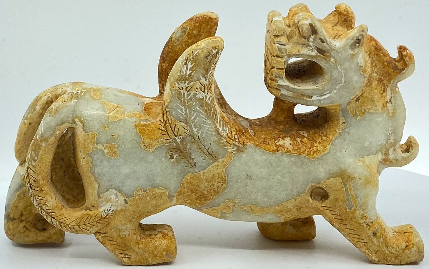 Ancient China Chinese JADE Winged Dragon Animal Han Artifact 206BC-220AD i119446