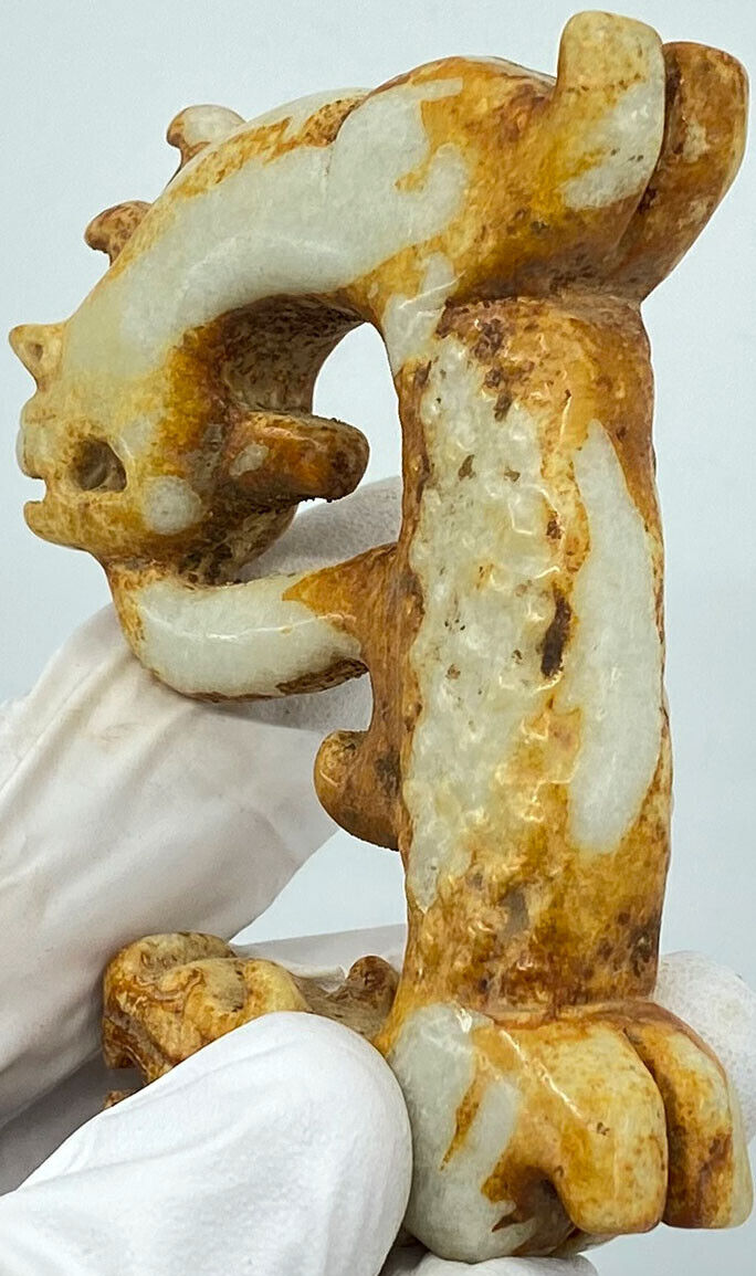 Ancient China Chinese JADE DRAGON Figurine Han Artifact Rare 206BC-220AD i119449