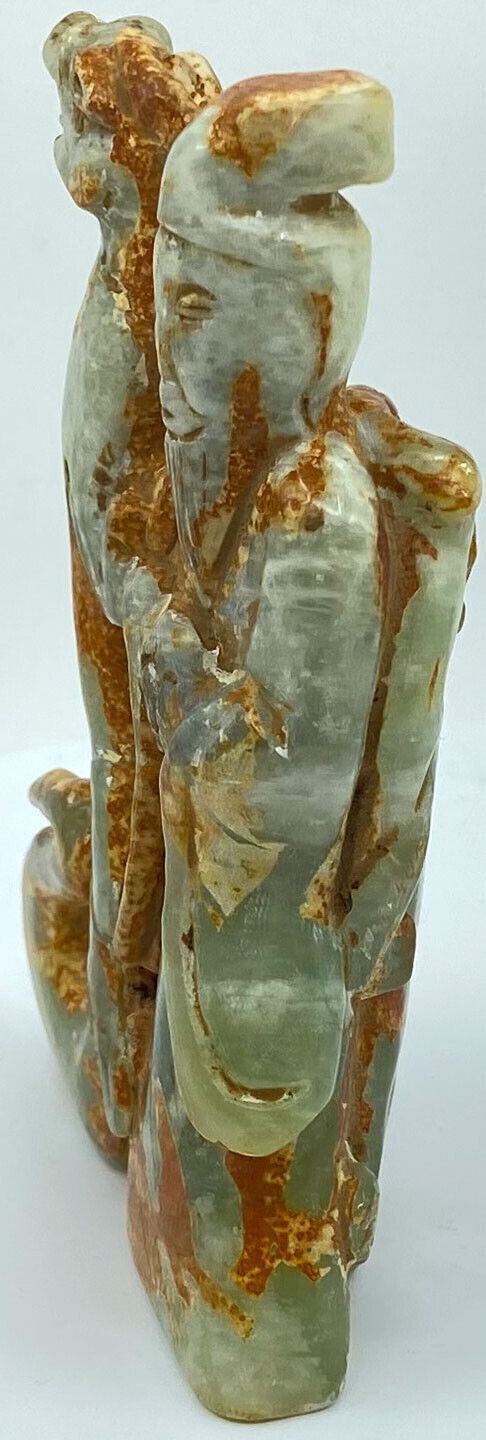 Ancient China Chinese JADE Man with Dragon Figurine Artifact 206BC-220AD i119448