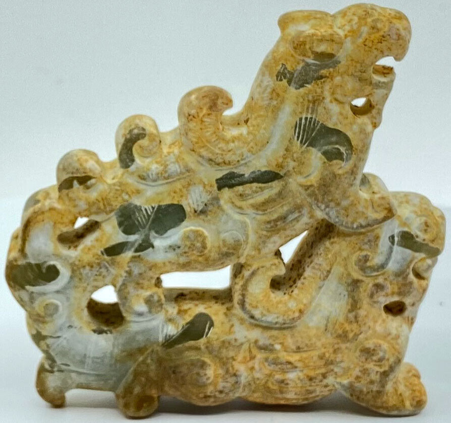 Ancient China Chinese JADE Double DRAGON Figurine Artifact 206BC-220AD i119451