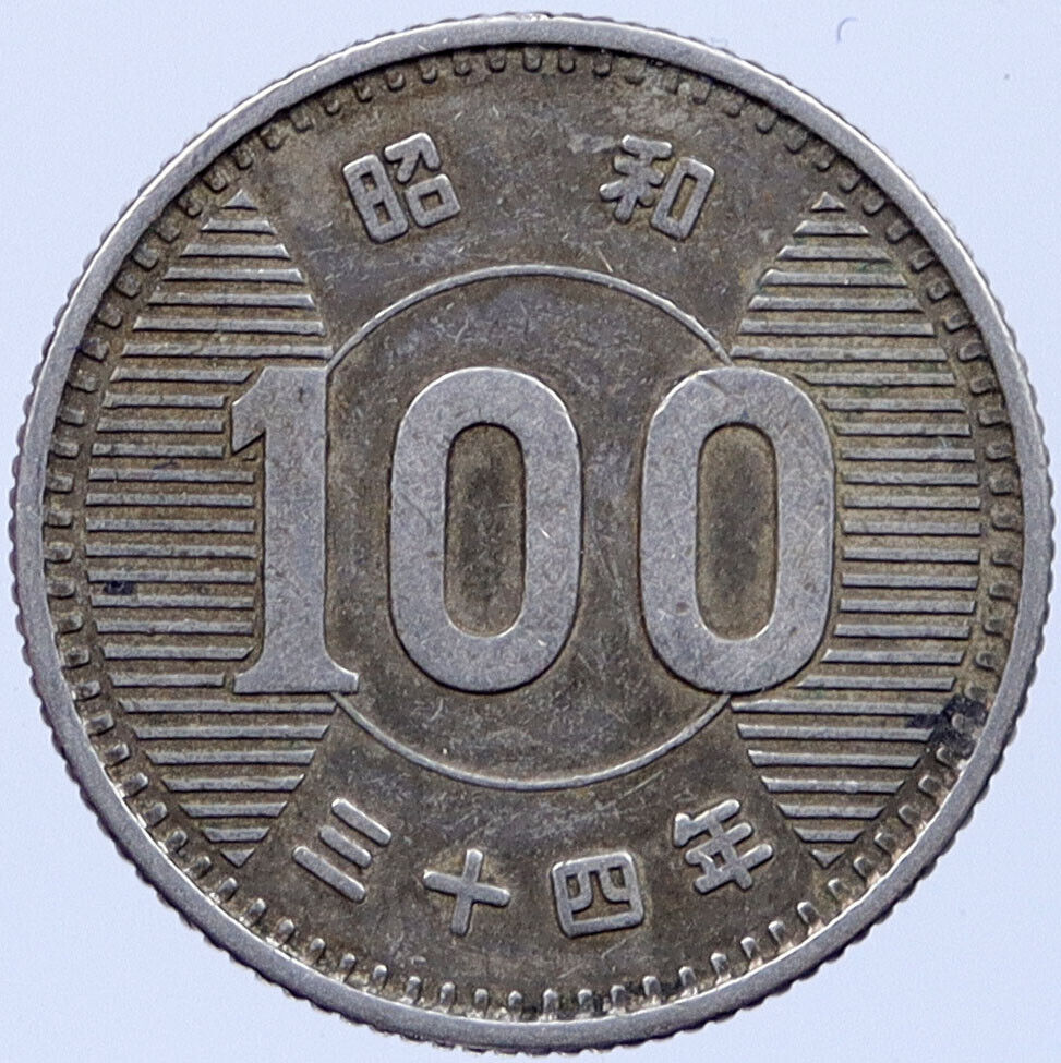 1959 JAPAN Silver 100 Yen RICE of Emperor HIROHITO Antique JAPANESE Coin i119326