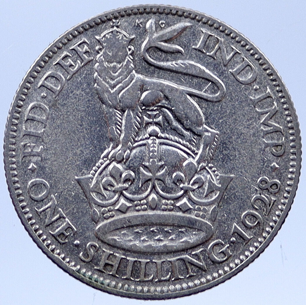 1928 Great Britain SILVER SHILLING UK United Kingdom King George V Coin i119328