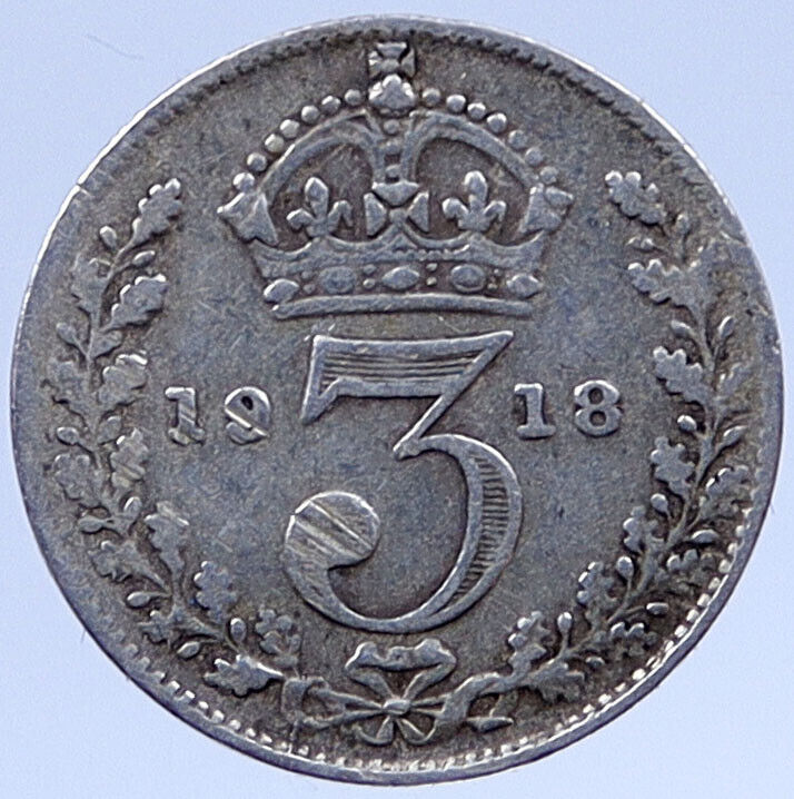 1918 Great Britain Silver Threepence United Kingdom UK GEORGE V Coin i119332