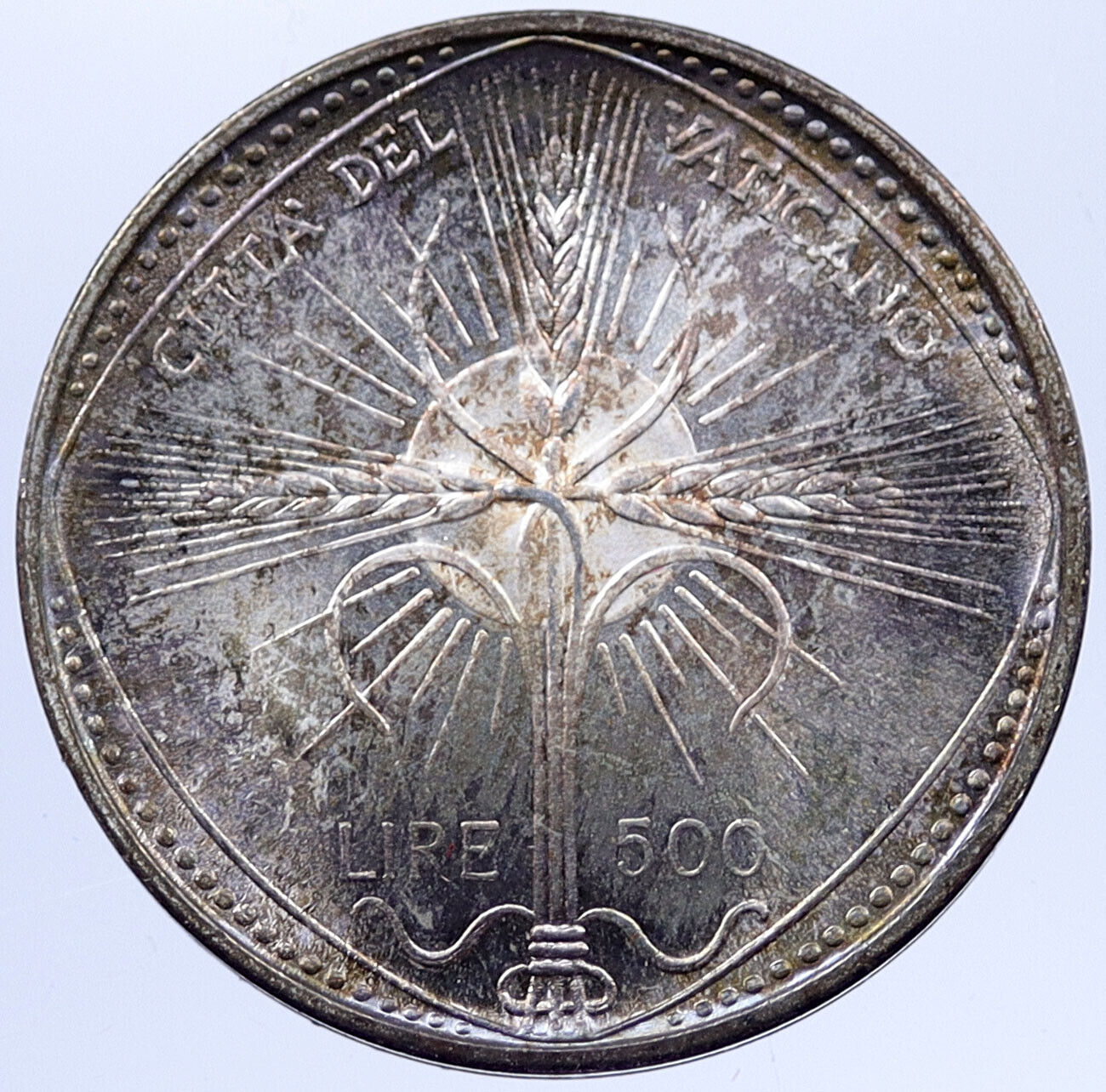 1968 VATICAN City Silver 500 Lire POPE PAUL VI Old Italian Italy Coin i119337