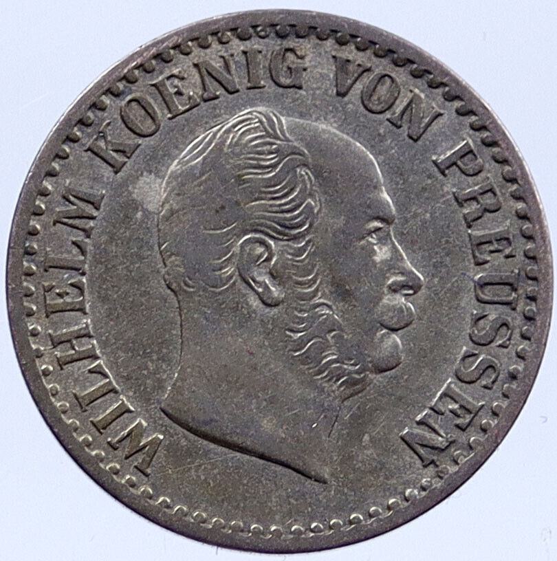 1866 A PRUSSIA Germany State Silver 1 Groschen OLD Coin King Wilhelm I i119331