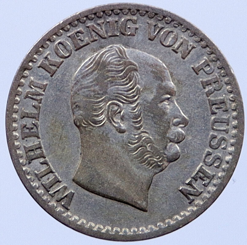 1871 B PRUSSIA Germany State Silver 1 Groschen OLD Coin King Wilhelm I i119327