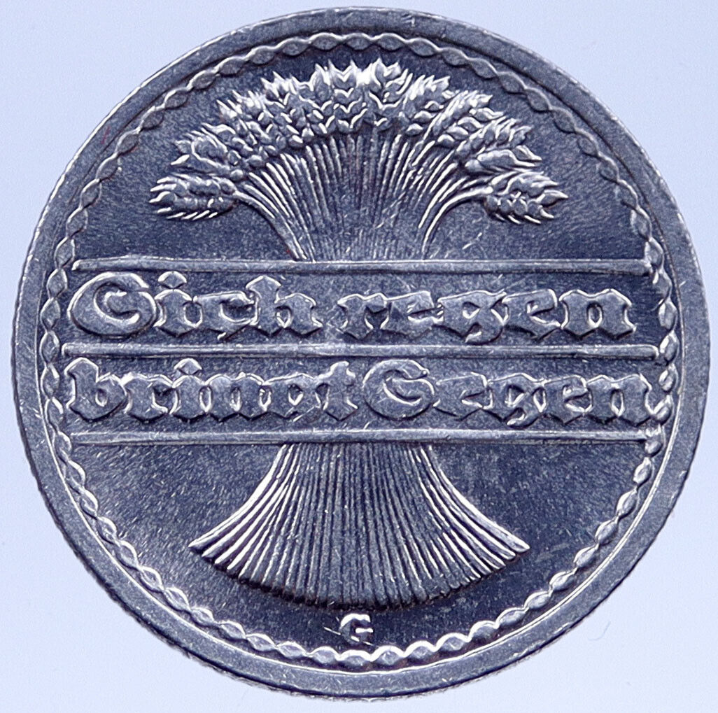 1922 G GERMANY Weimar Republic Aluminum 50 Pfennig German Coin WHEAT i119355