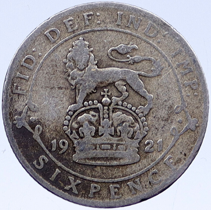 1921 GREAT BRITAIN SILVER Sixpence UK United Kingdom King George V Coin i119360