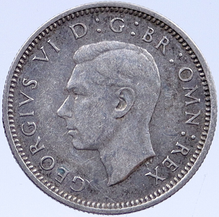 1938 Great Britain Silver SIXPENCE UK United Kingdom KING GEORGE VI Coin i119359