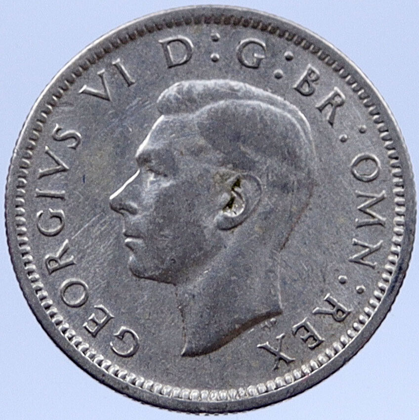 1943 Great Britain Silver SIXPENCE UK United Kingdom KING GEORGE VI Coin i119347