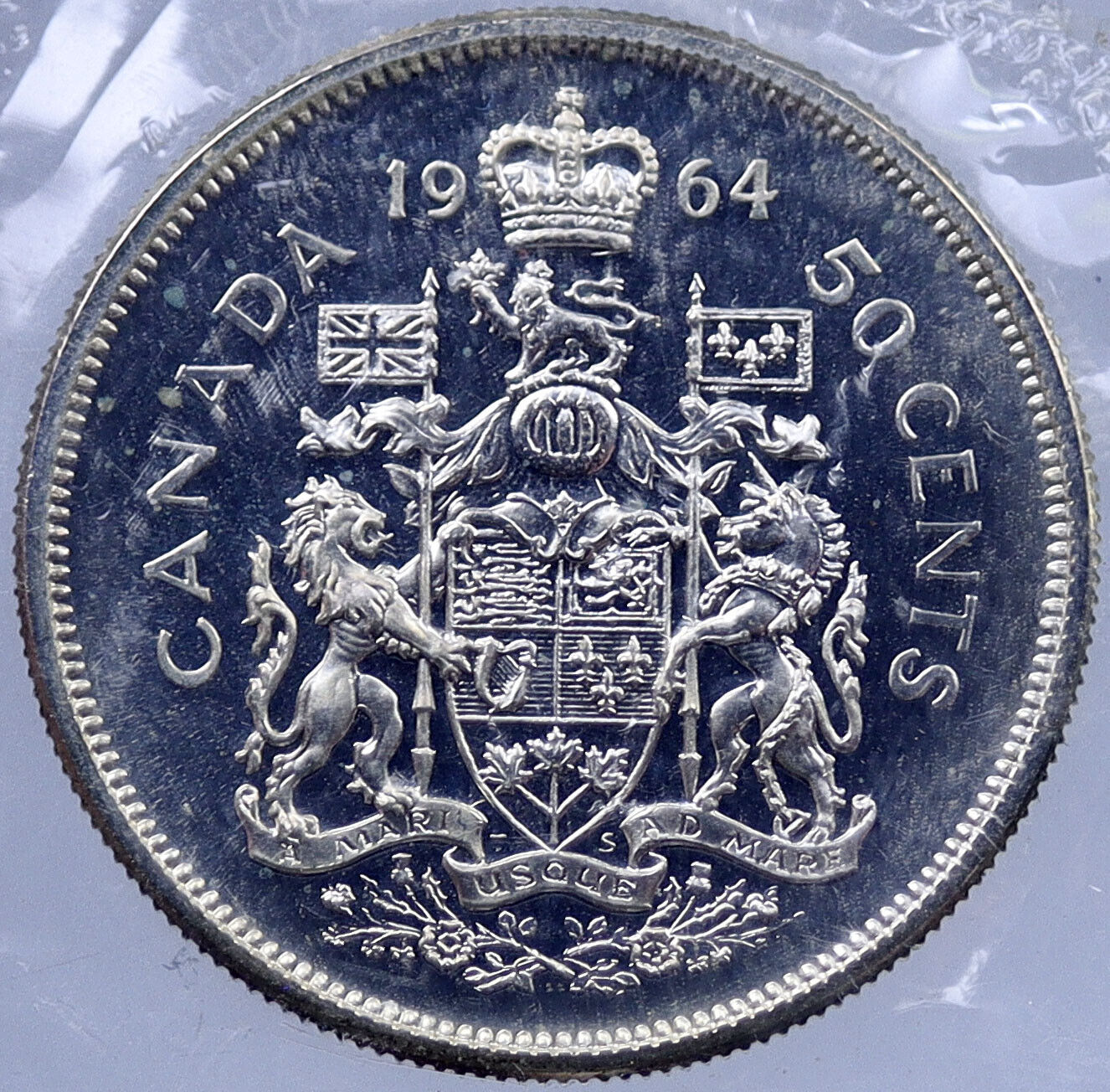 1964 CANADA SILVER 50 Cents UK United Kingdom Queen Elizabeth II Coin i119366