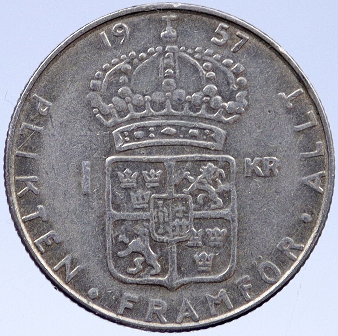 1957 Sweden Silver Krona GUSTAF VI Adolf Genuine Antique SWEDISH Coin i119386