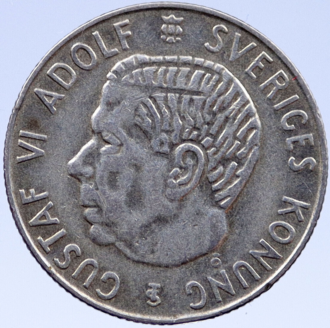 1957 Sweden Silver Krona GUSTAF VI Adolf Genuine Antique SWEDISH Coin i119386